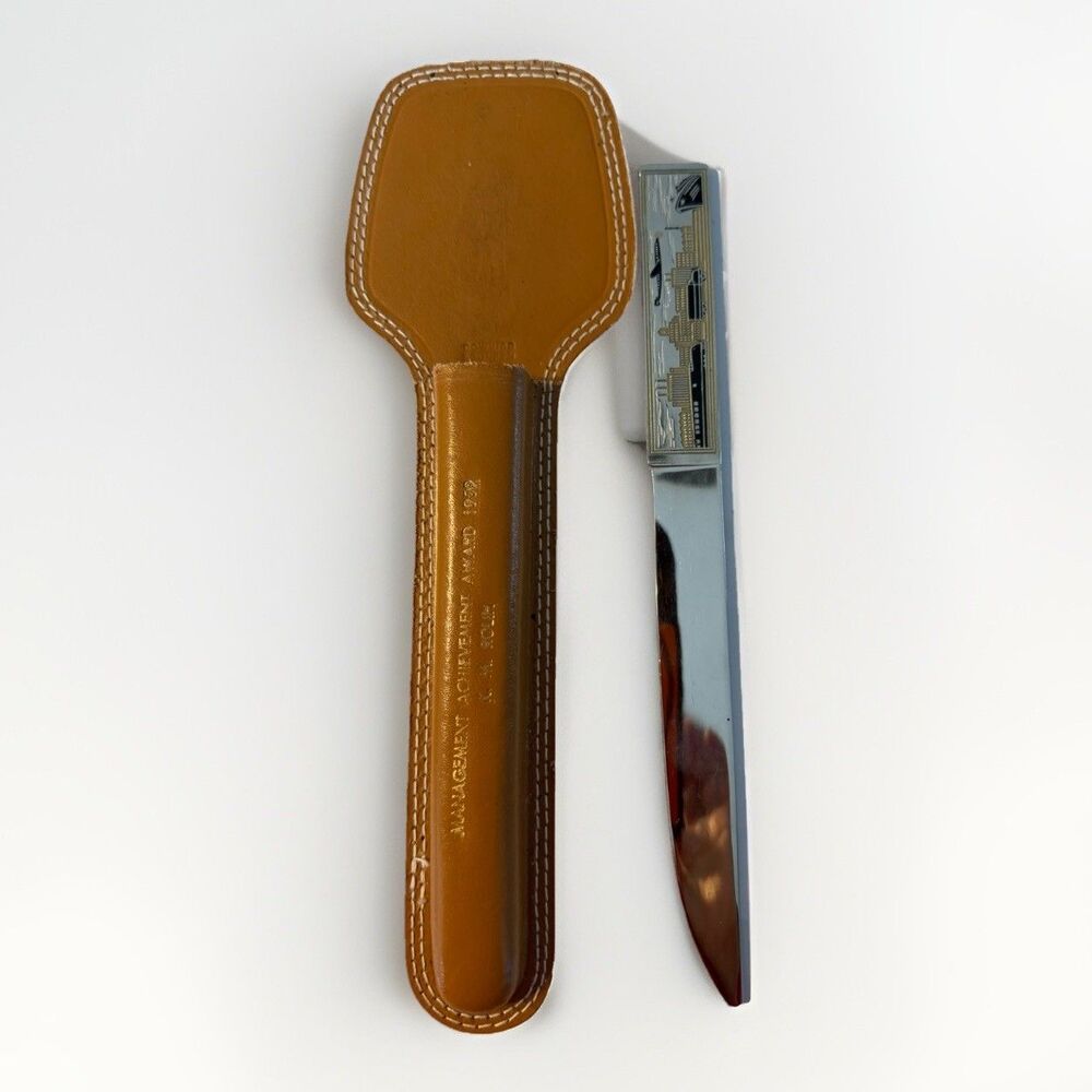 Vintage Solingen Letter Opener And Leather Sheath City Scape Germany